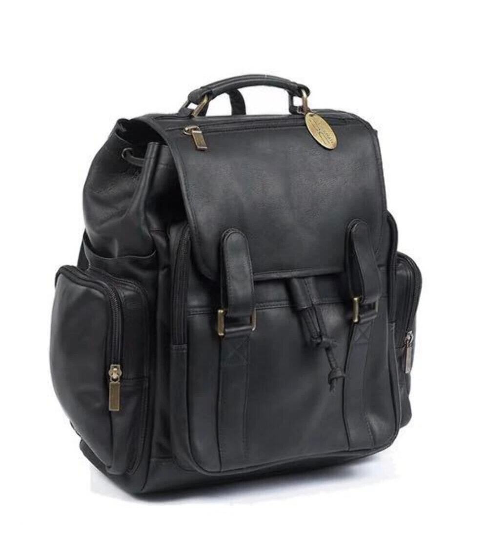 Claire Chase Jumbo Laptop Backpack Black Leather